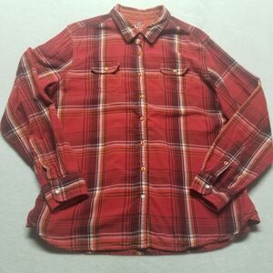 Kuhl Womens Large Shirt Red Plaid Long Sleeve Button Up Double Layered Gorpcore